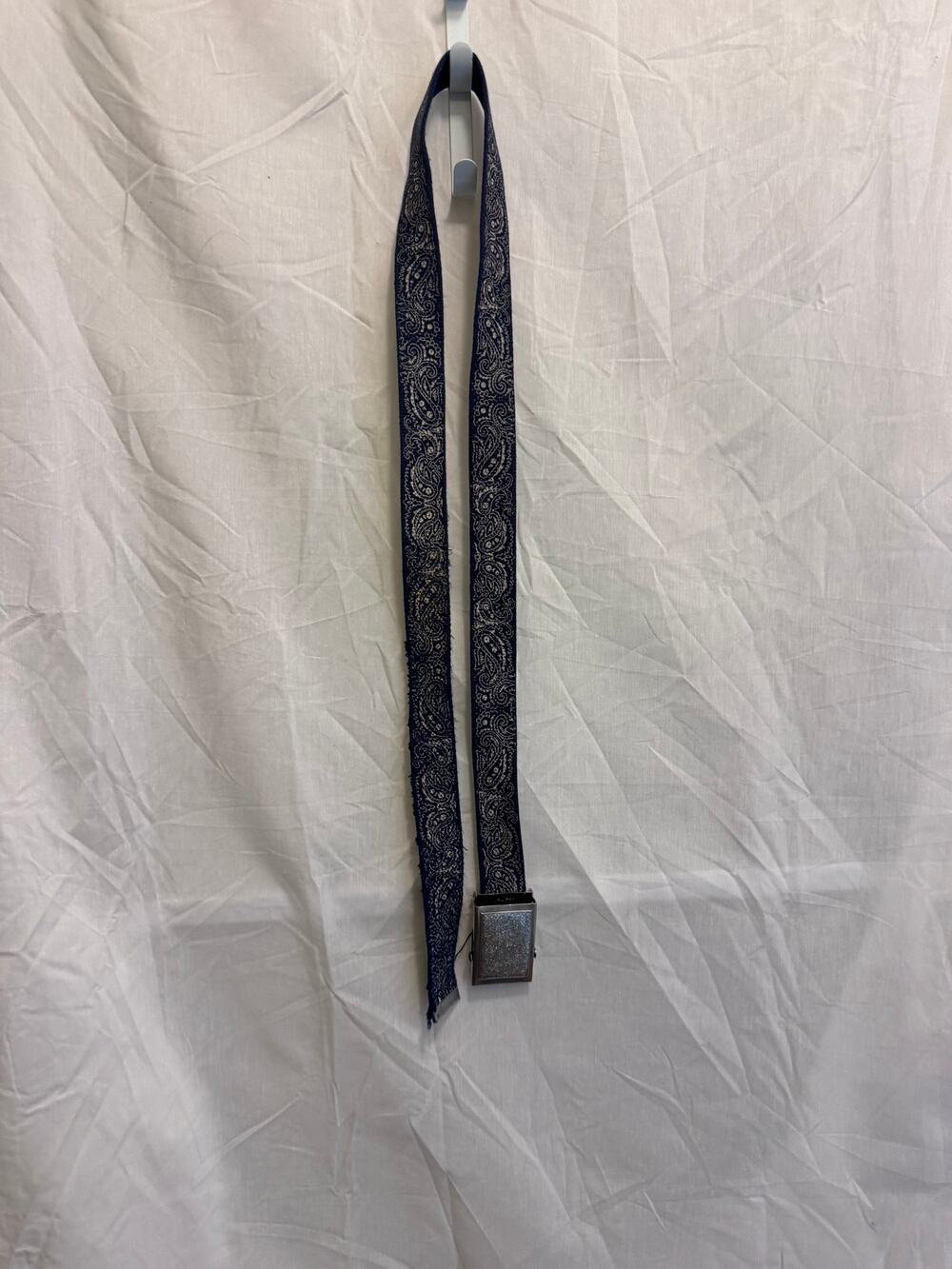 Vintage Blue Paisley Slide Belt Adjustable Retro Waist Accessory